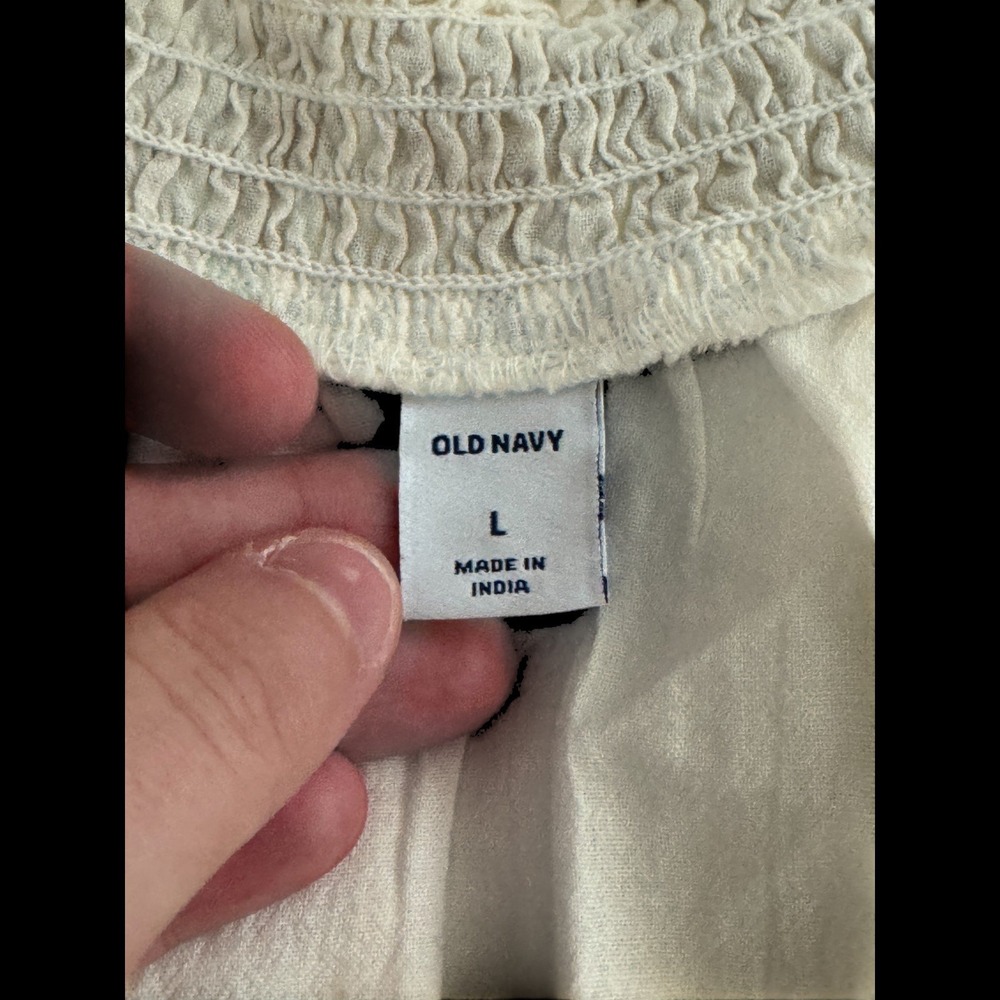 Old Navy Womens White Gauze Embroidered V Neck Long Sleeve Blouse Top Size L - Picture 10 of 12